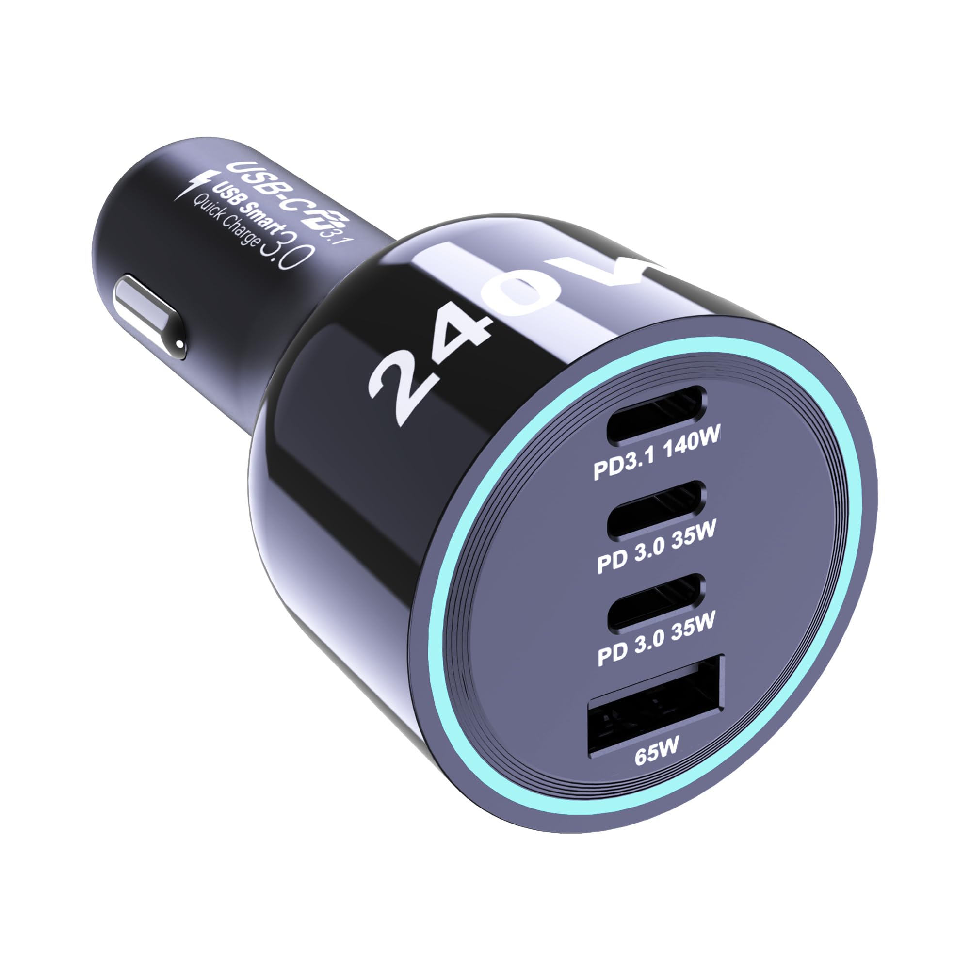 usb car charger 240w 4 ports pd3.1 for macbook iphon