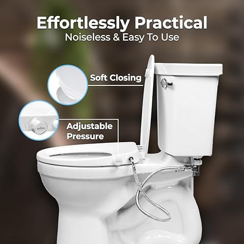 Miniatura 4 de GenieBidet Asiento de bidé alargado (mano izquierda)  Boquillas dobles autolimpiantes + limpieza trasera y femenina  No requiere cableado. Fácil