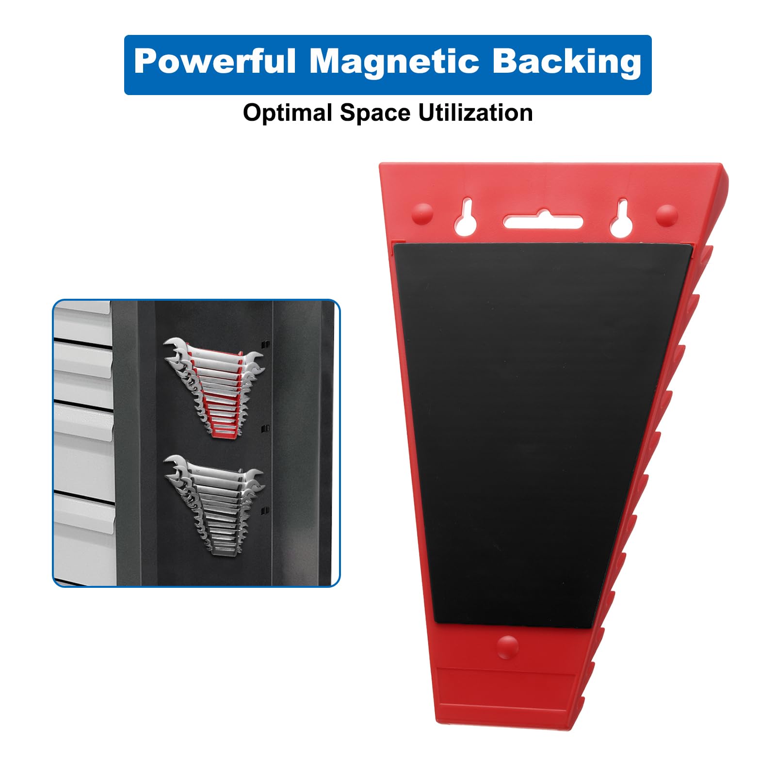 QUARKZMAN 10 Piezas Organizador Magnético Para Llaves, 12 Ranuras Cada Soporte Para Llaves, Bandeja Organizadora Para Llaves Para Caja De Herramientas, Para Llaves Con Tamaño SAE: 1/4" -