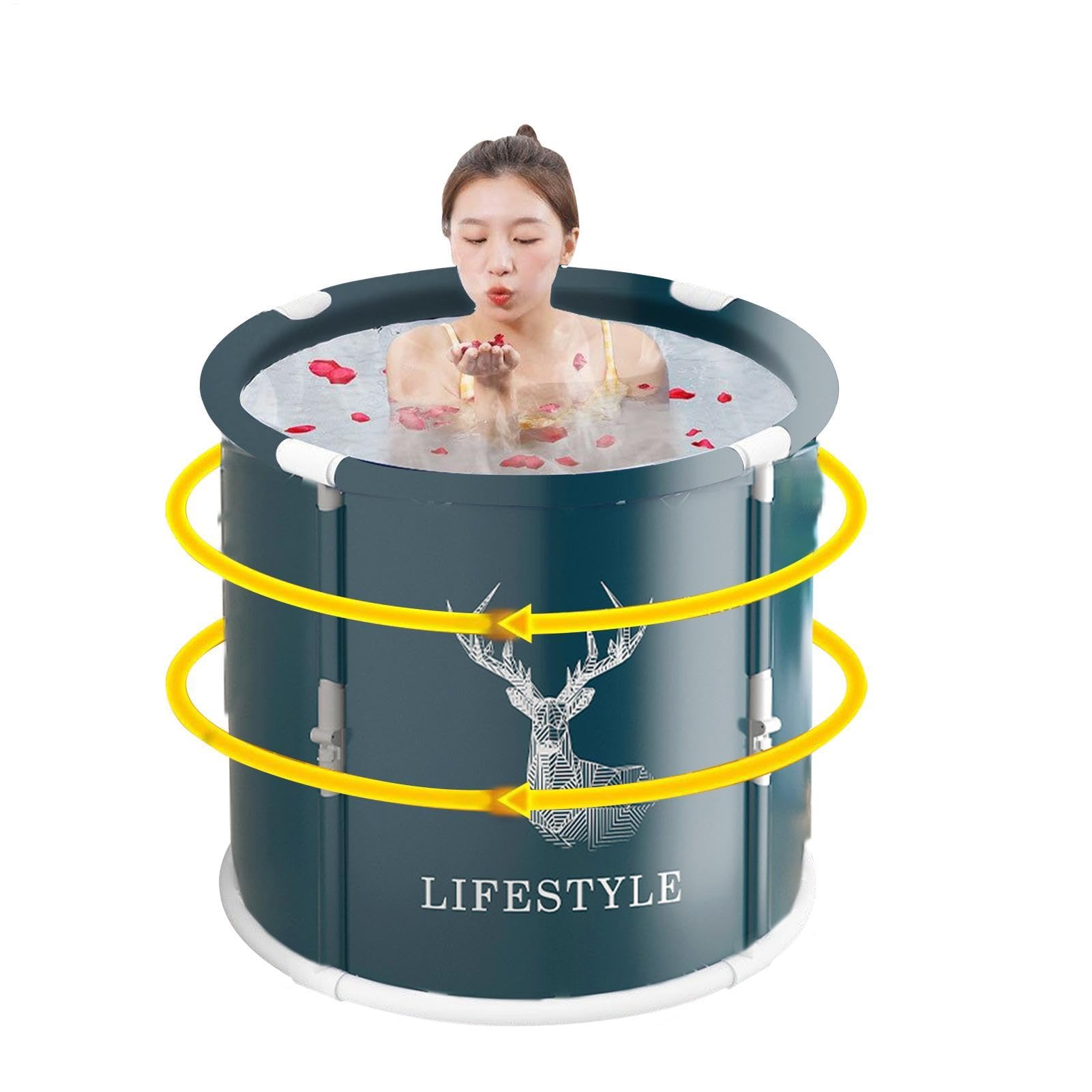 Bañera Portátil Ducha, Bañera Plegable - Cubo De Baño Plegable Adultos, Tina De Baño Adultos, Familiar Separado, Hidromasaje Caliente, Hielo