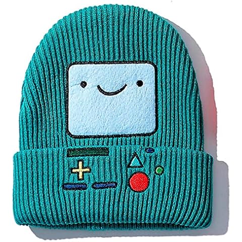 YESCAP Autumn and Winter Knitted Hat Children's Game Machine Cartoon Warm Wool Hat Adventure Time Smiling Face Hat Skullies Beanies, One Size Cover