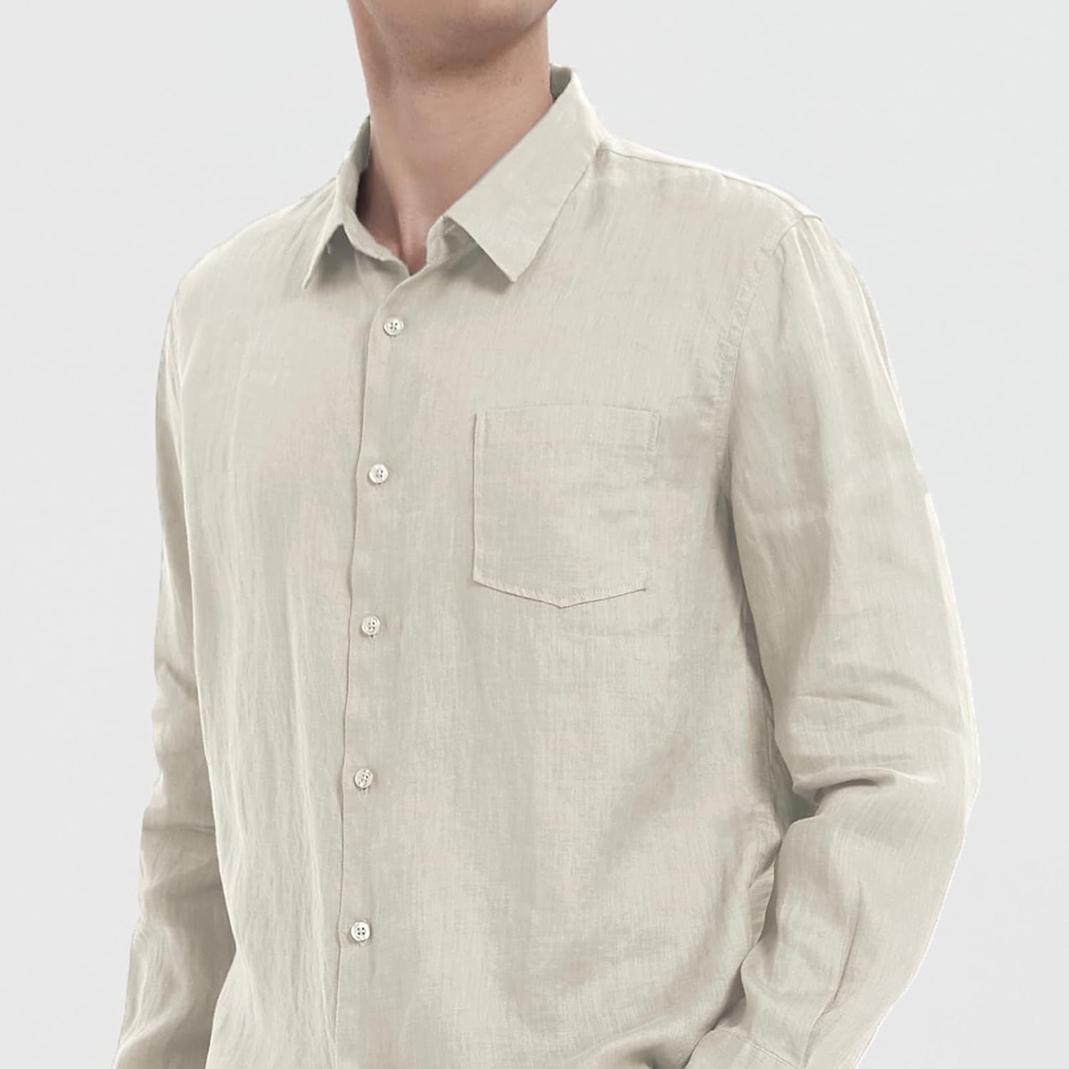 Isle Bay Linens Men's 100% Linen Shirts Casual Long Sleeve Button-Down Lightweight Shirts with Pockets - Image 4