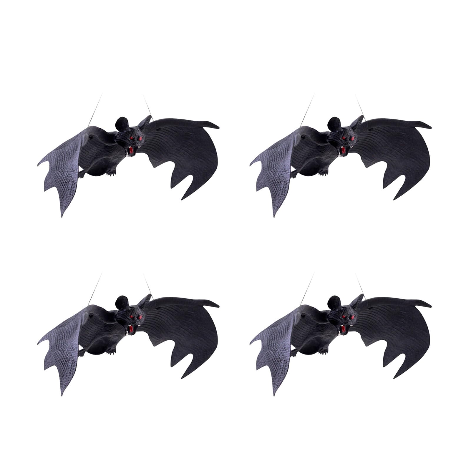 Jazuaiao 4Pcs Scary Realistic Bat Hanging Ornament Wall Hanging Decorations for Garden Window Display Halloween Celebration Realistic Bat Decoration