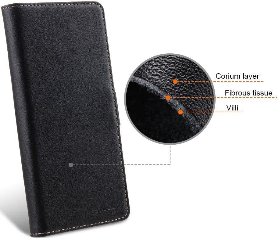STILGUT Case Compatible with Google Pixel 6 Pro Case with Magnetic Clasp Genuine Leather Nappa Black, Black Nappa - Image 3