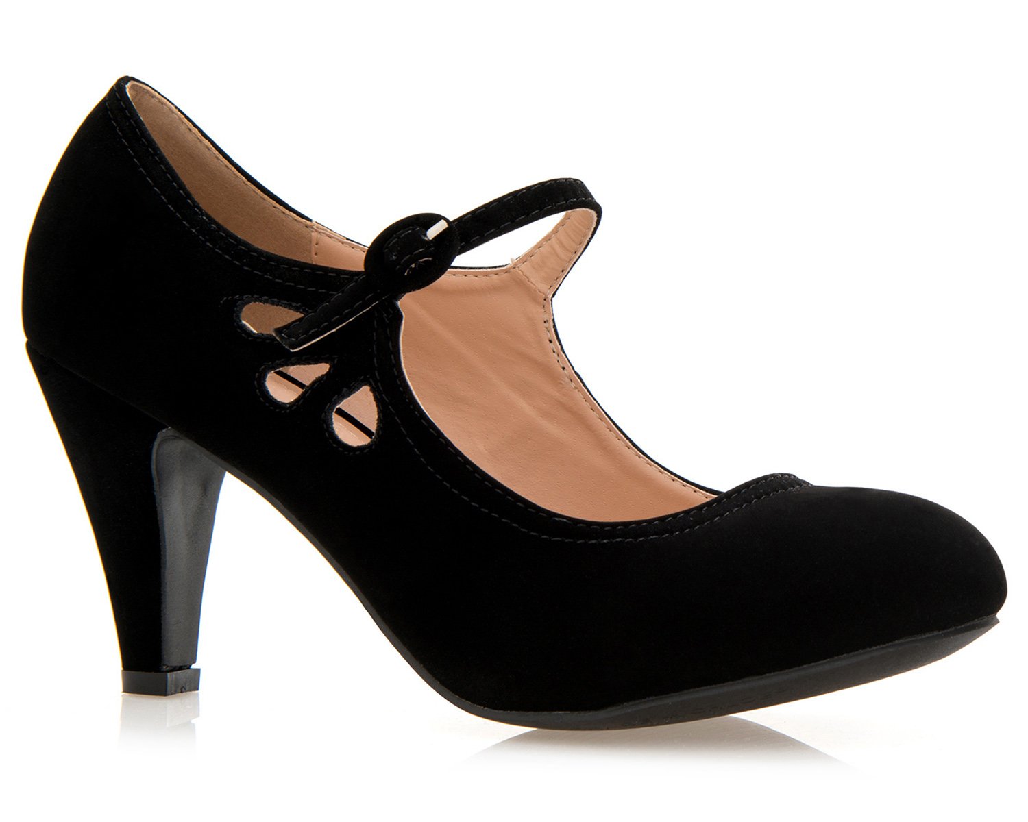 Olivia K Women's Kitten Heels Mary Jane Pumps - Adorable Vintage Shoes- Unique Round Toe Design with an Adjustable Strap