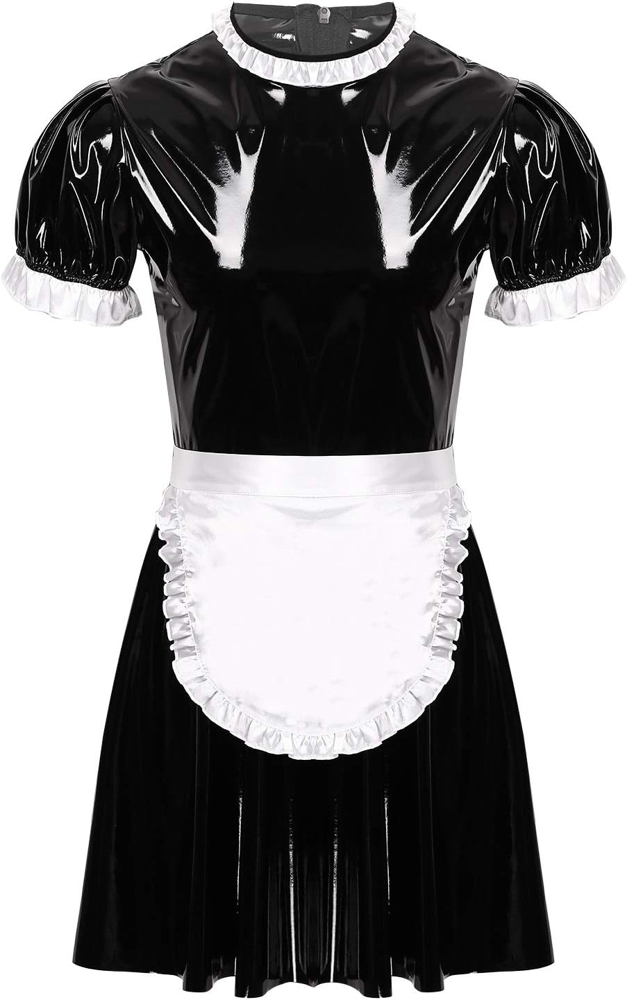 JEEYJOO Men's Wetlook French Maid Costume Outfit Set Sissy