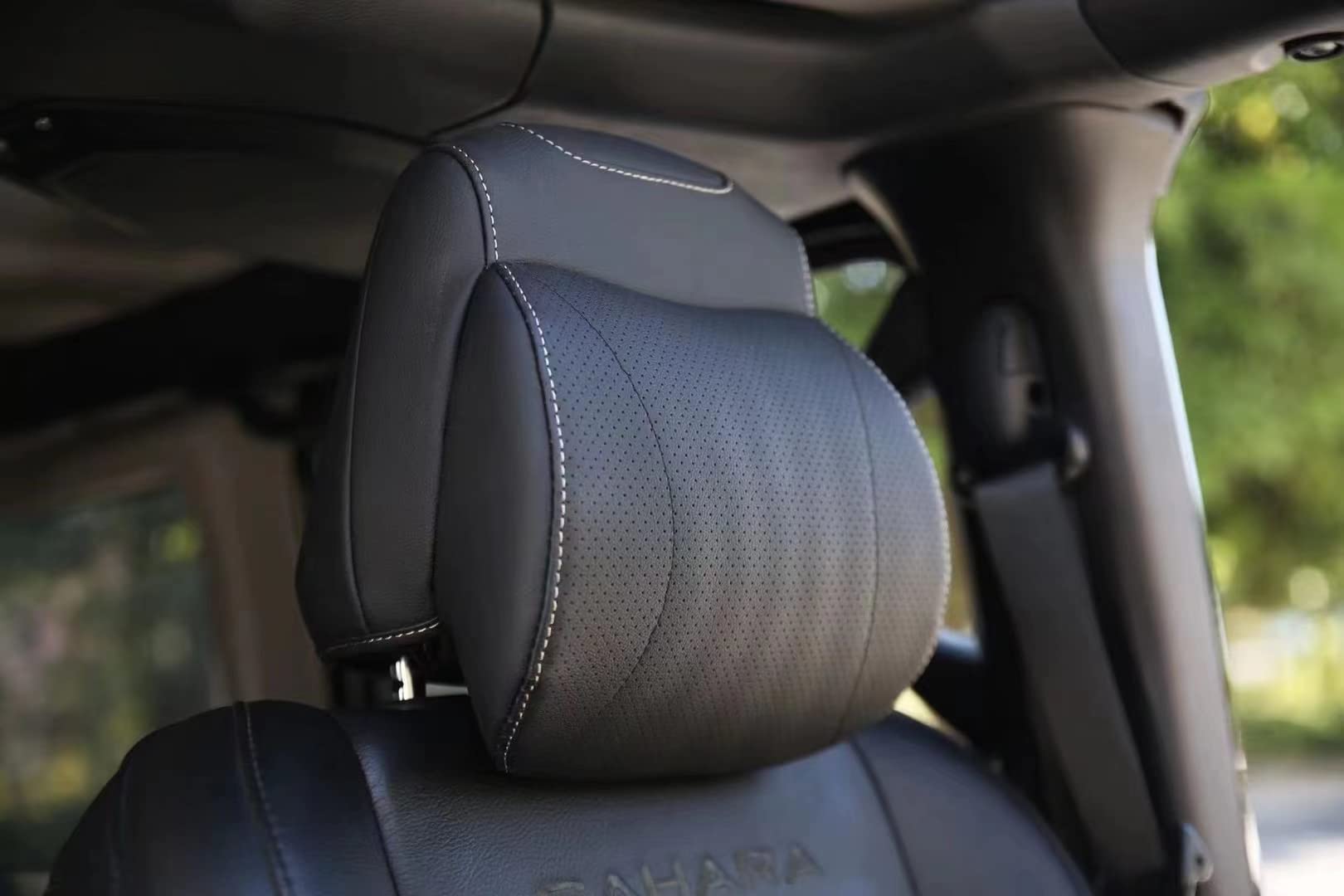 SXMA Car Neck Pillow Transpirable Auto Head Neck Rest Cojín Relax Neck Support Reposacabezas Cómodas Almohadas Suaves Memory Foam +PU para Je EP JL W Ranger 2018+ 1PC