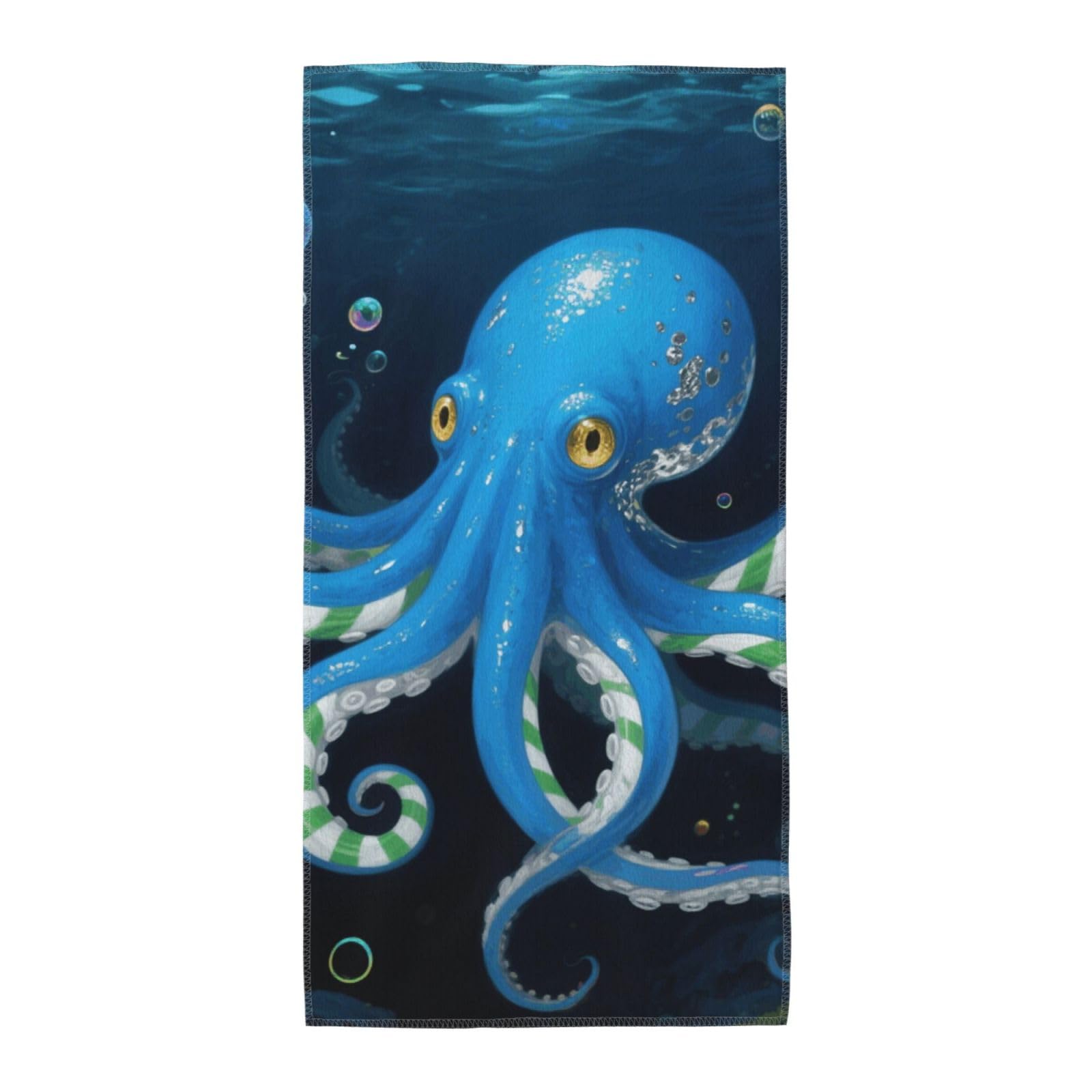 FekiLoot Absorbent Hand Towels 12"X24" Decorative Bathroom Towel Soft Microfiber Face Towel Blue Octopus Dish Kitchen Towels for Bathroom Kitchen Hotel Spa Bath Towels