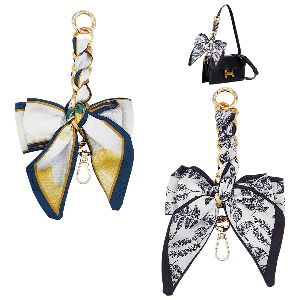 UNICRAFTALE 2pcs 6.69" Bag Extender Chain Bowknot Decoration Bag Chain Purse Strap Extenders Purse Chain Silk Bowknot Scarf Decoration Bag Charms