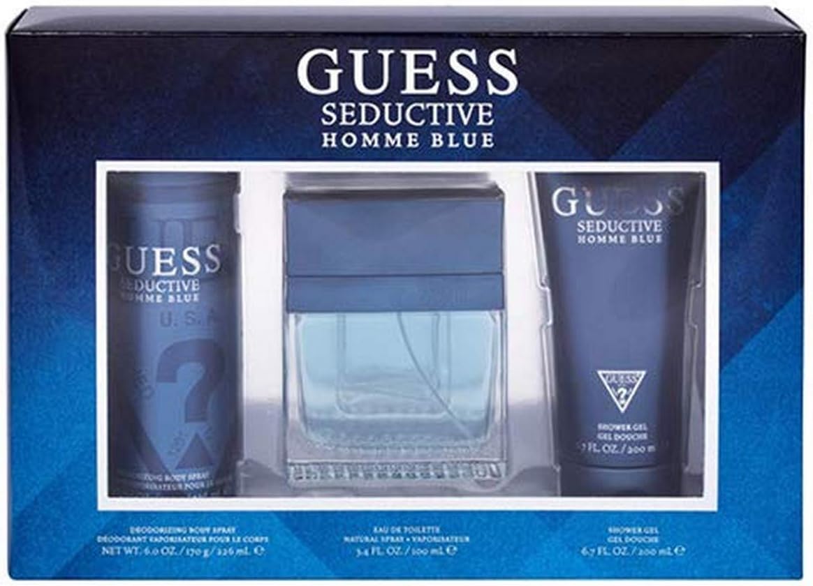 Seductive Gift Set for Men, Body Lotion Eau de Toilette 100 ml + Shower Gel 200 ml + Deodorizing Body Spray 226 ml