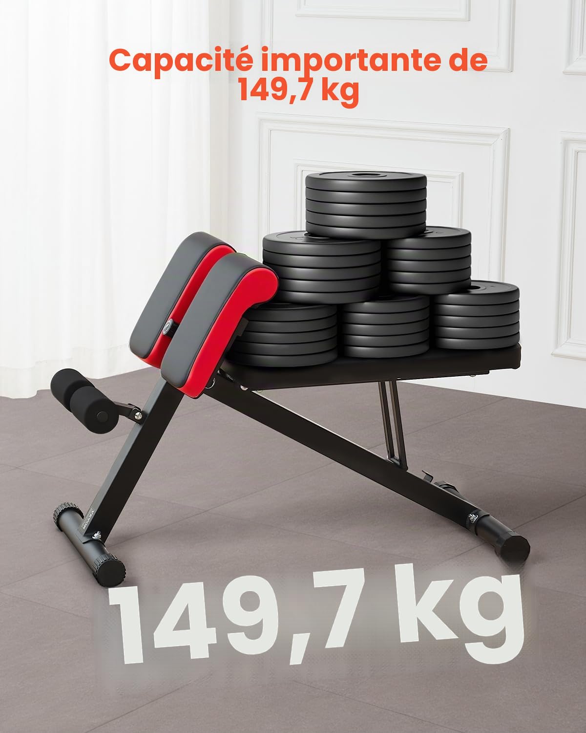 VEVOR Banc de Musculation Multifonction pour Entraînement Complet du Corps, Banc Lombaire Hyperextension Réglable et Pliable, Chaise Romaine Capacité 150 kg, Équipement pour Fitness Dos Bras Abdomen
