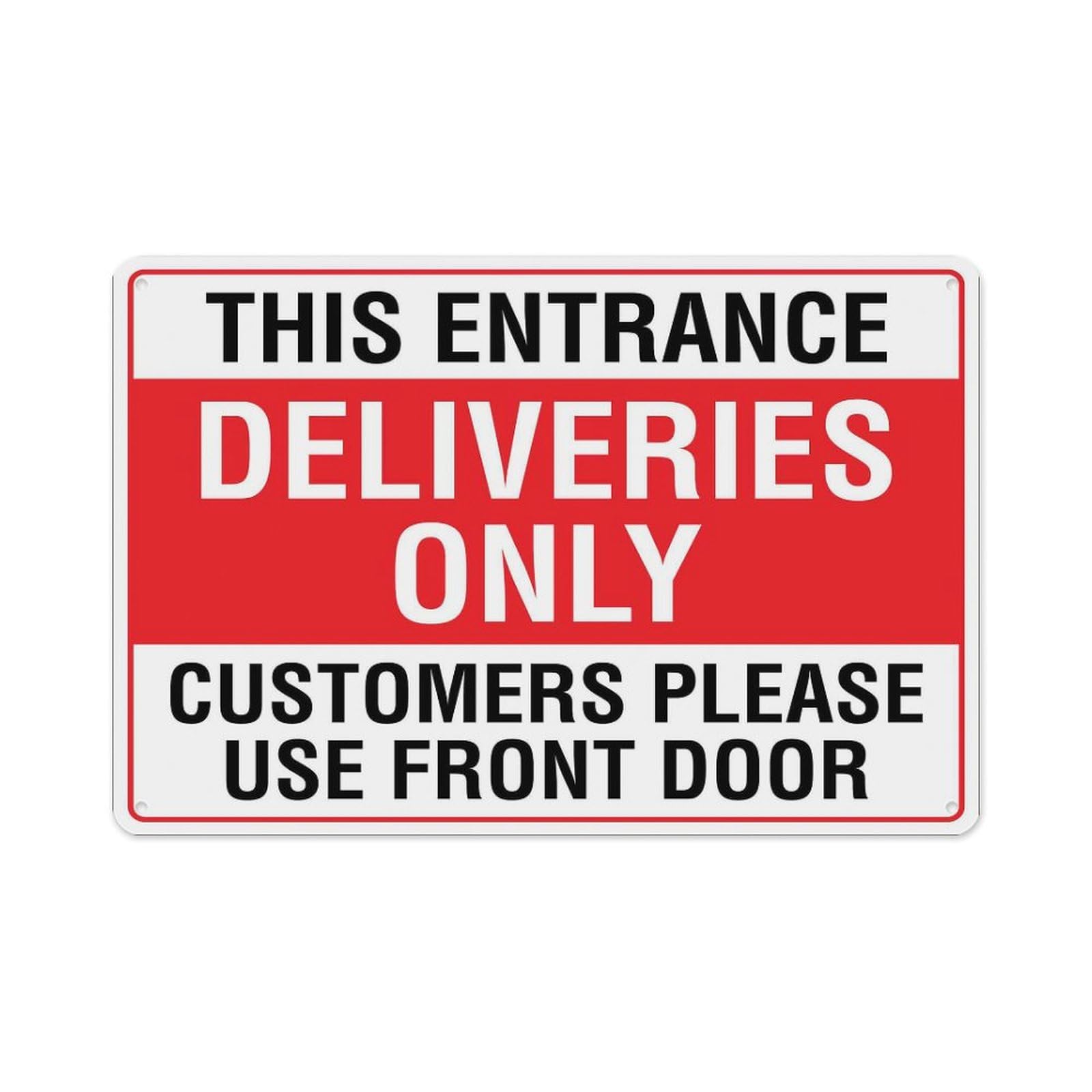 peiyeety This Entrance Deliveries Only Sign Aluminum Tin Warning Signs For Home Outdoor Garden 8X12 Inches