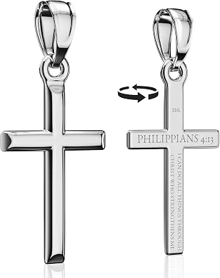 Bible Verse Cross Pendant for Men and Women, Engraved Scripture