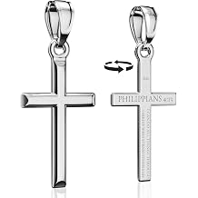 Cross Pendant Necklace with Bible Verse - Top-grade 316L Stainless Steel, Sleek Polished Design, Skin-friendly, Christian Jewelry for Men and Women