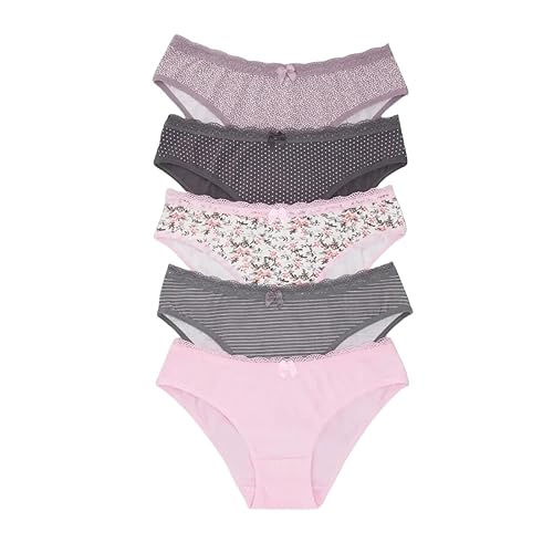 Youngsing Women's Underwear Bikini Panties Soft Breathable Lace Edge Briefs Cotton Ladies Panties - Large - Multicolour-mixed-5pcs-b