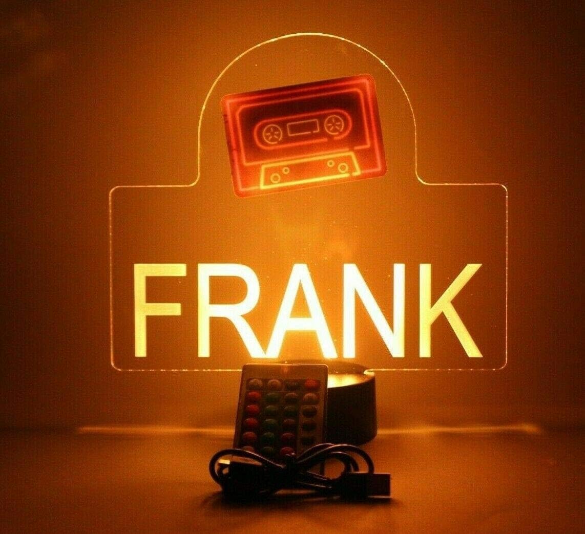 MIRROR MANIA Cassette Tape Audio Music Night Light Up LED Engraved Custom Name Free Personalized Gift Desk Table Lamp Home Room Decor with Remote 16 Color Options, It's Wow