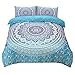 Sticker superb Czeska hipisowska zwierzę słoń czarna liliowa poszwa na kołdrę z poszewką na poduszkę, Boho Mandala Indyjski kwiat Niebieski Zestaw pościeli 220 x 240 cm Luksusowa 3-częściowa (niebieska)