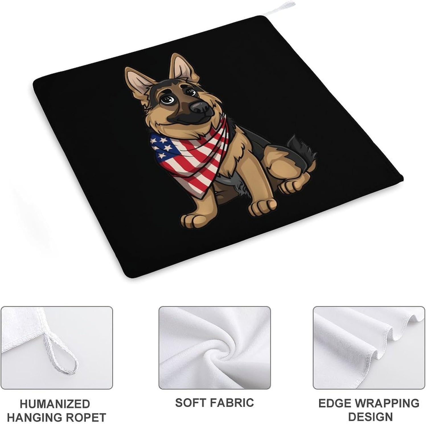 German Shepherd U.S Flag Hand Towels for Bathroom Kitchen Towels Small Towel Handkerchiefs with Hanging Loop 4PCS