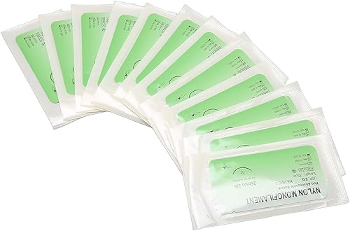 Hilo de práctica de sutura, juego de hilo de sutura de nailon con diseño de aguja curva para veterinarios práctica de sutura taladro táctico militar