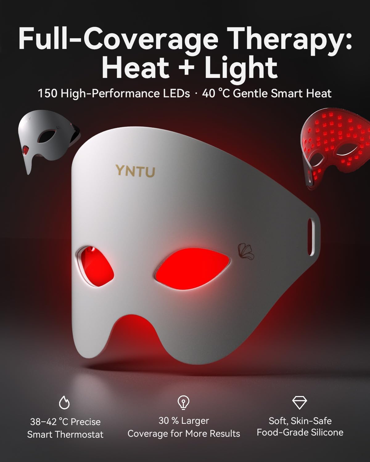 Red Light Therapy for Eyes– Heated LED Eye Mask, 4 Modes (Red, Blue, Infrared, Violet), 3 Brightness Levels & Timer | Eye Massager for Fatigue Relief, Dark Circles & Skincare (White) - Image 2