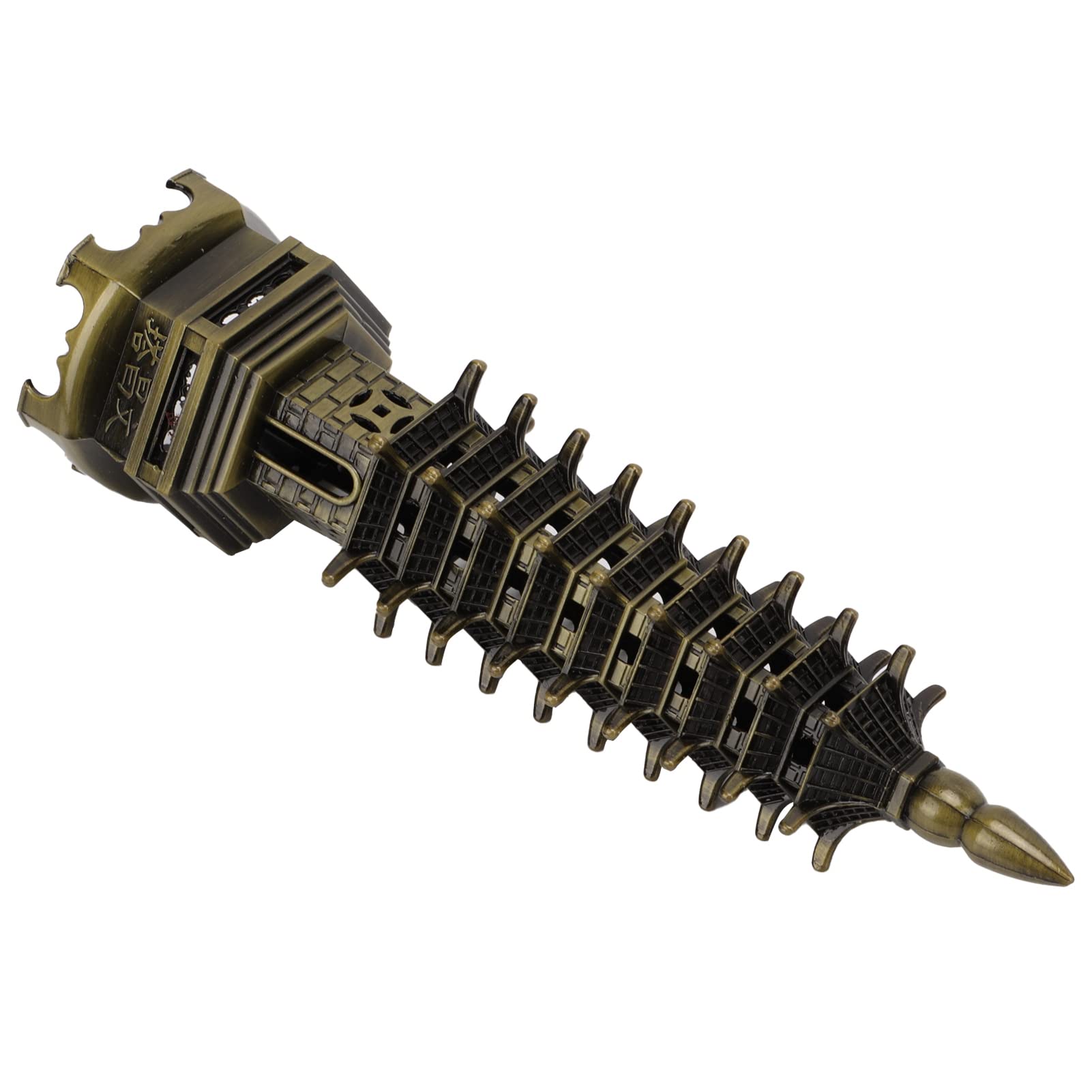 Akozon Exquisite Green Bronze Alloy 18cm Wenchang Tower Model - A Luxurious, Distinctive Ornament for Home Office Dcor