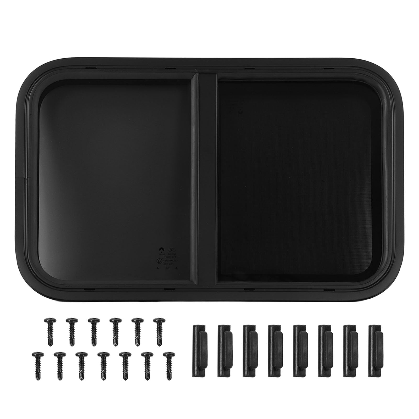 XTevu Horizontal RV Window 25.59x16.54in Aluminium Alloy Rounded Sliding Windows Sealed Waterproof UV Resistant Slid Window with Net Screen, Campers Windows