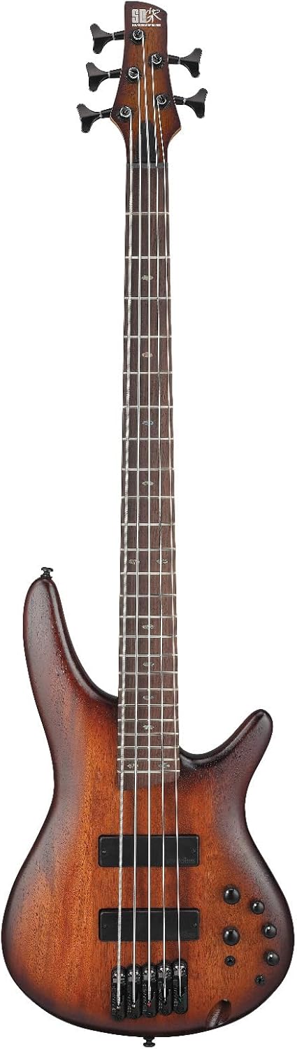 Ibanez SR Standard Series SR505A 5-String Electric Bass Guitar, Mahogany Brown Burst Low Gloss