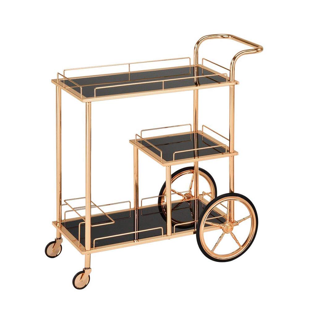 Danube Home Elaine Serving Trolley, Black/Gold - 85 x 47 x 91 cm