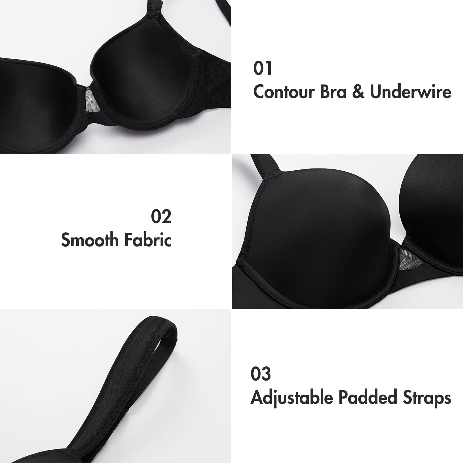 AISILIN Women's Plus Size Full Coverage Underwire Lightly Lined Seamless T Shirt Bra Comfort - Image 3