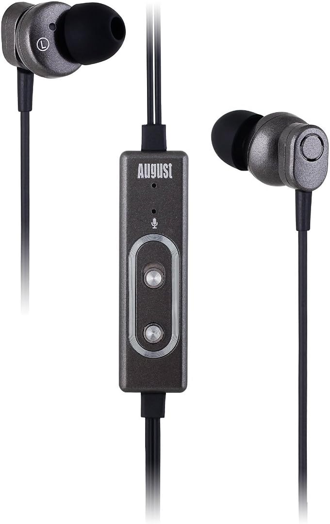 August Active Noise Cancelling Earbud Headphones EP715 - Fly in Peace with Earphones that Reduce Outside Noise - In Ear Style Headset with Mic and Remote [Black]