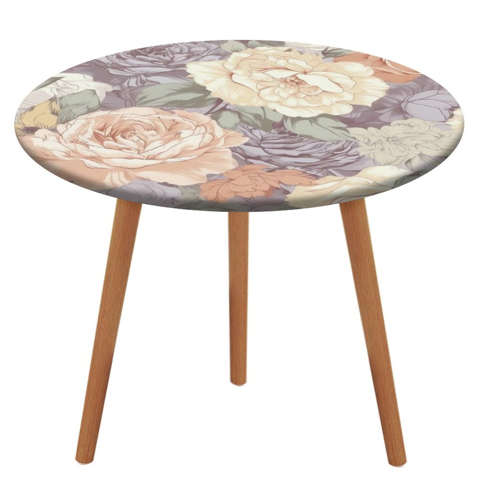 Nappe ronde extensible rose anti-tache pour table de cuisine ronde
