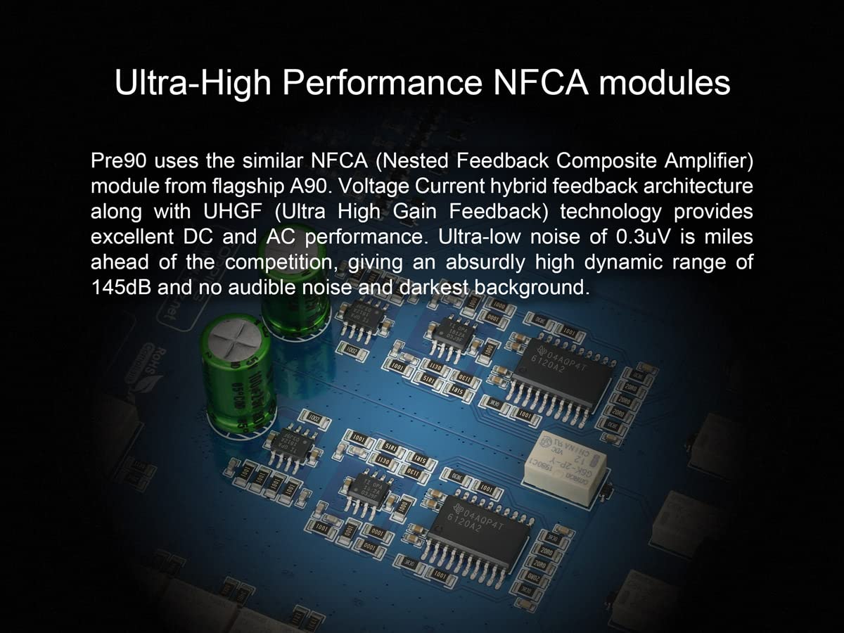 Topping PRE90 Preamplificatore Hi-Res con uscite e connessioni bilanciate, colore nero