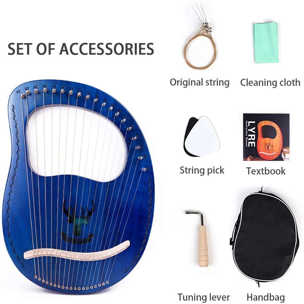 Haltbare Leierharfe, Mahagoni Instrument Saiteninstrument, 19 Saiten Mahagoni Lyre Mit Stimmschlüssel Und Tragetasche für Musikliebhaber Anfänger Einfach Zu Bedienen