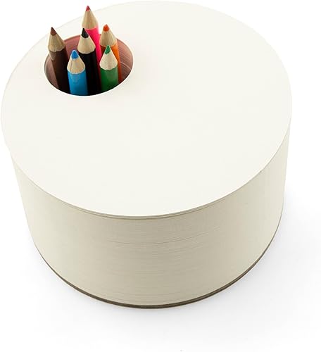 Three by Three Seattle jOTBLOCK - Bloc de dibujo grueso de círculo completo con 6 lápices de colores para notas, notas, dibujos, letras y oficina