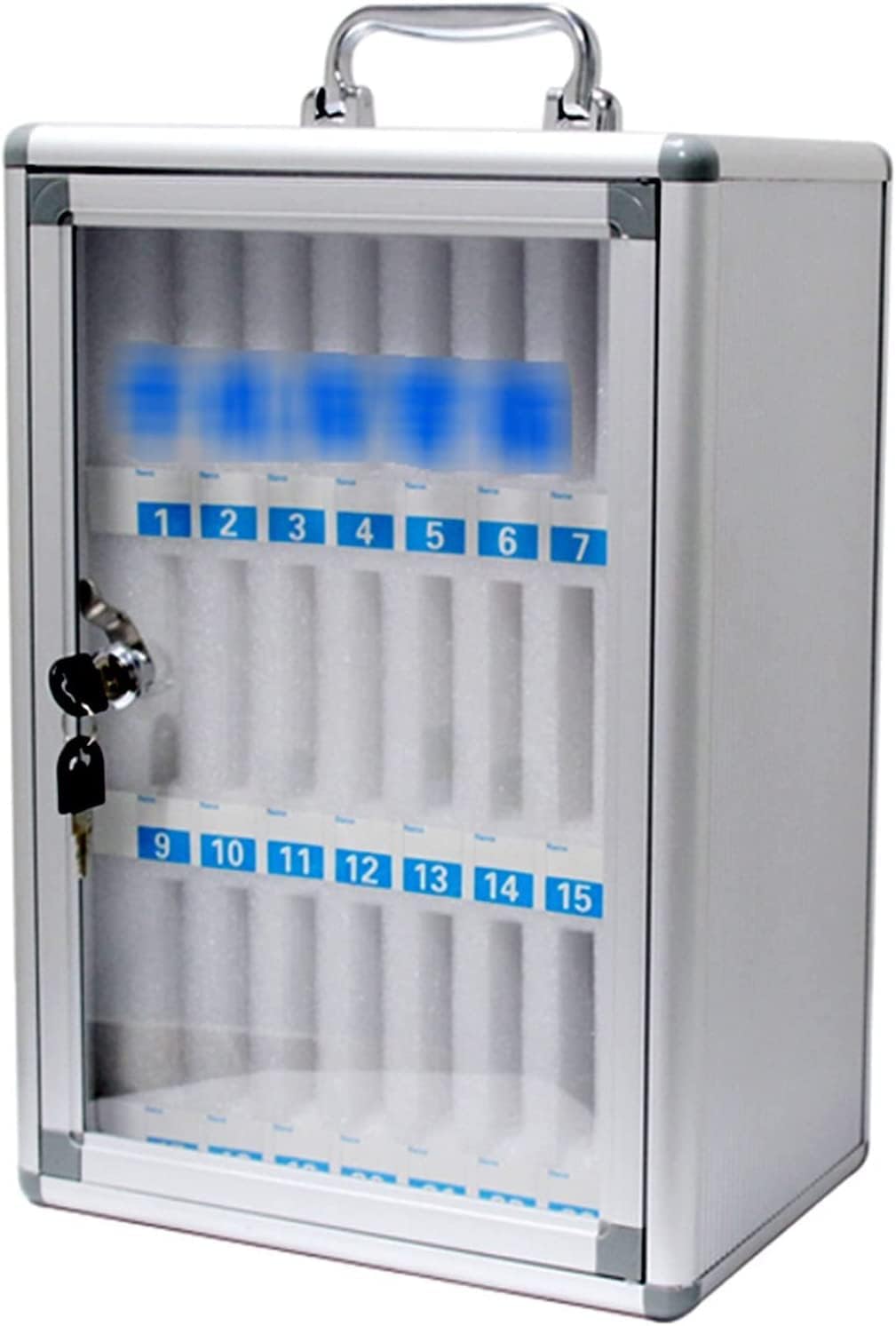 Cell Phone Locker Box for Classroom with Door Locks and Keys Clear Acrylic Jail Storage Cabinet，Stainless Steel Mobile Phone Locker - 24-Storage Organizer for Staff & Students - Secure Cell
