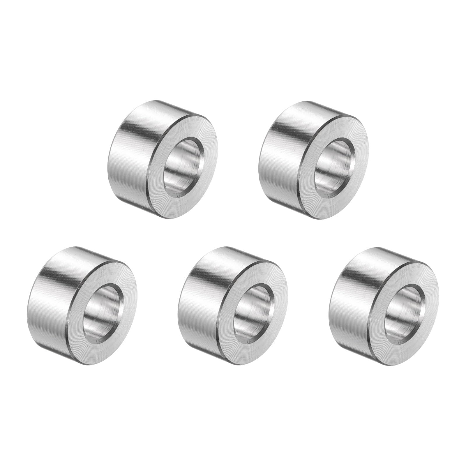 uxcell 5pcs Stainless Steel Spacer 3/8" Bore x 3/4" OD x 7/16" Length Screw Bushing Plain Finish Round Metal Spacer for M10 Screws Bolts and Rods