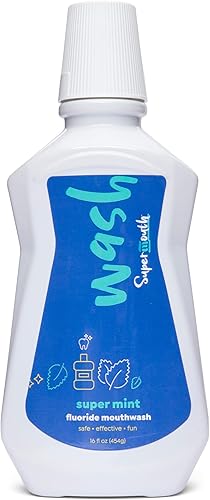 Miniatura 1 de SuperMouth Enjuague bucal con flúor + nano-hidroxiapatita, vitaminas D3 y K2, prebióticos, pH alcalino 8.5, sin alcohol, fortalece el esmalte,