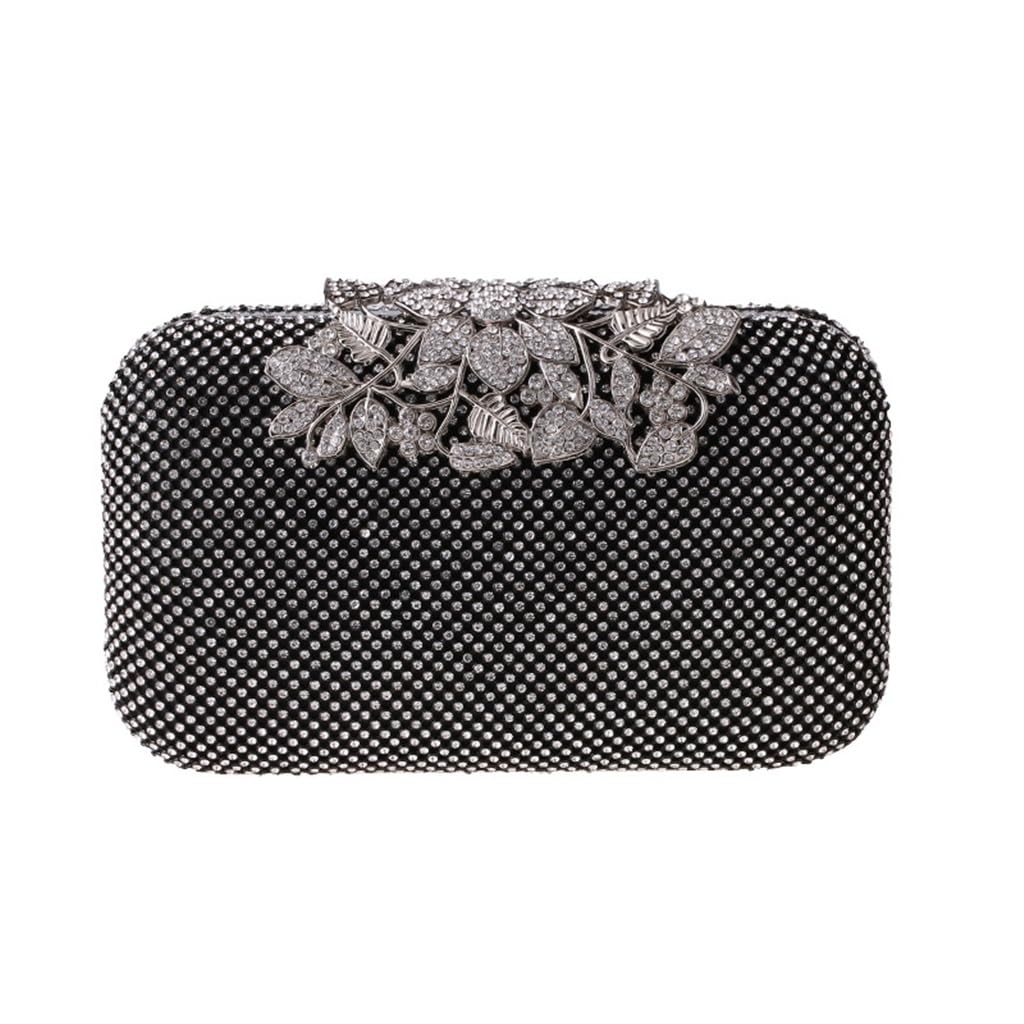 Sac de soirée en velours de prestige et son fermoir anneau diamanté argenté