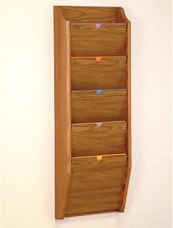 Wooden Mallet® Soporte de 5 bolsillos para cartas de privacidad, cumple con HIPAA, color negro y roble medio