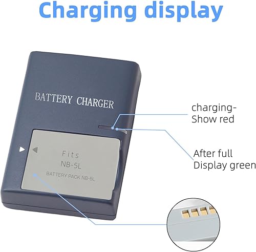 Miniatura 5 de Cargador de batería NB-5L NB5L compatible con Canon PowerShot S100, S110, SD790IS, SD850IS, SD870IS, SD880IS, SD890IS, SD970IS, SD990IS, SX200IS,