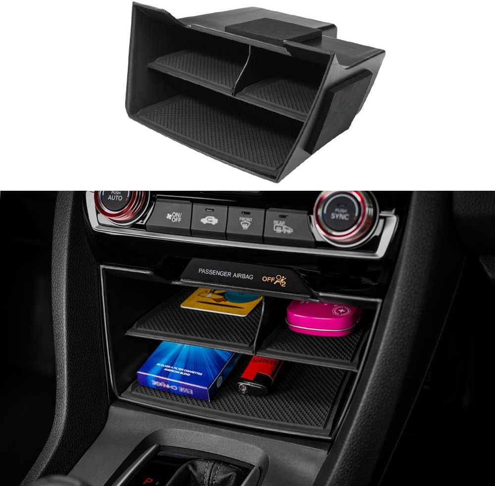 Thenice for 10th Gen Civic Central Console Storage Box Cards Organizer for Honda Civic Sedan Hatchback Coupe Type R 2016 2017 2018 2019 2020 2021