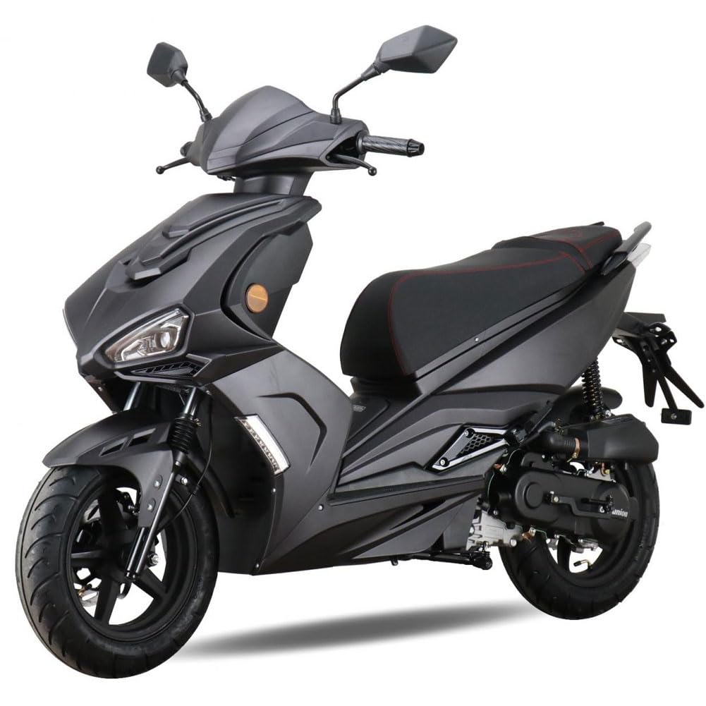 Area1 Set achteruitkijkspiegels voor motorfietsen en scooters, ATV's en quad, spiegelset (rechts en links), E-getest 2x M8 rechter 1x M8 linker schroefdraad, compatibel met Sym, Niu, KSR, en GN
