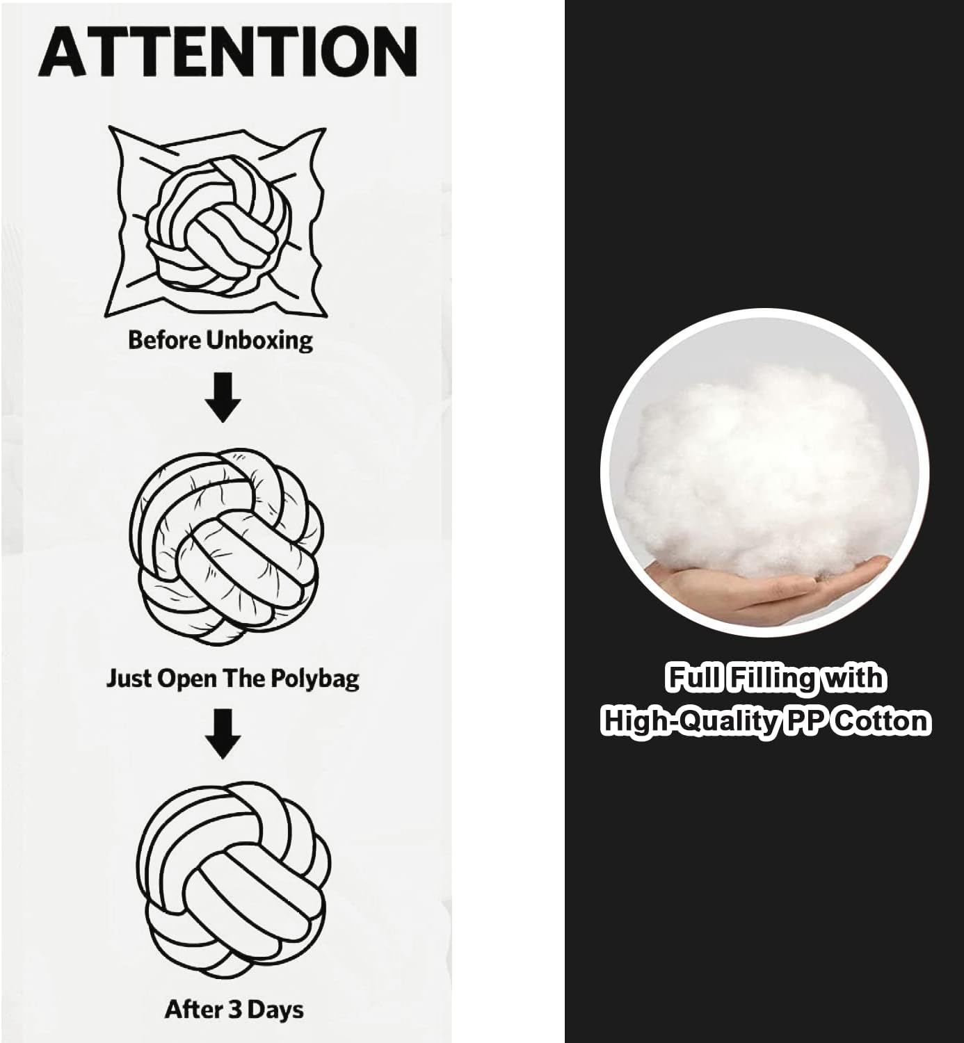 Petrella Knot Pillow Ball Round Throw Pillows Home Decor Cushion Decorative Aesthetic Throw Pillows，Black 13inch