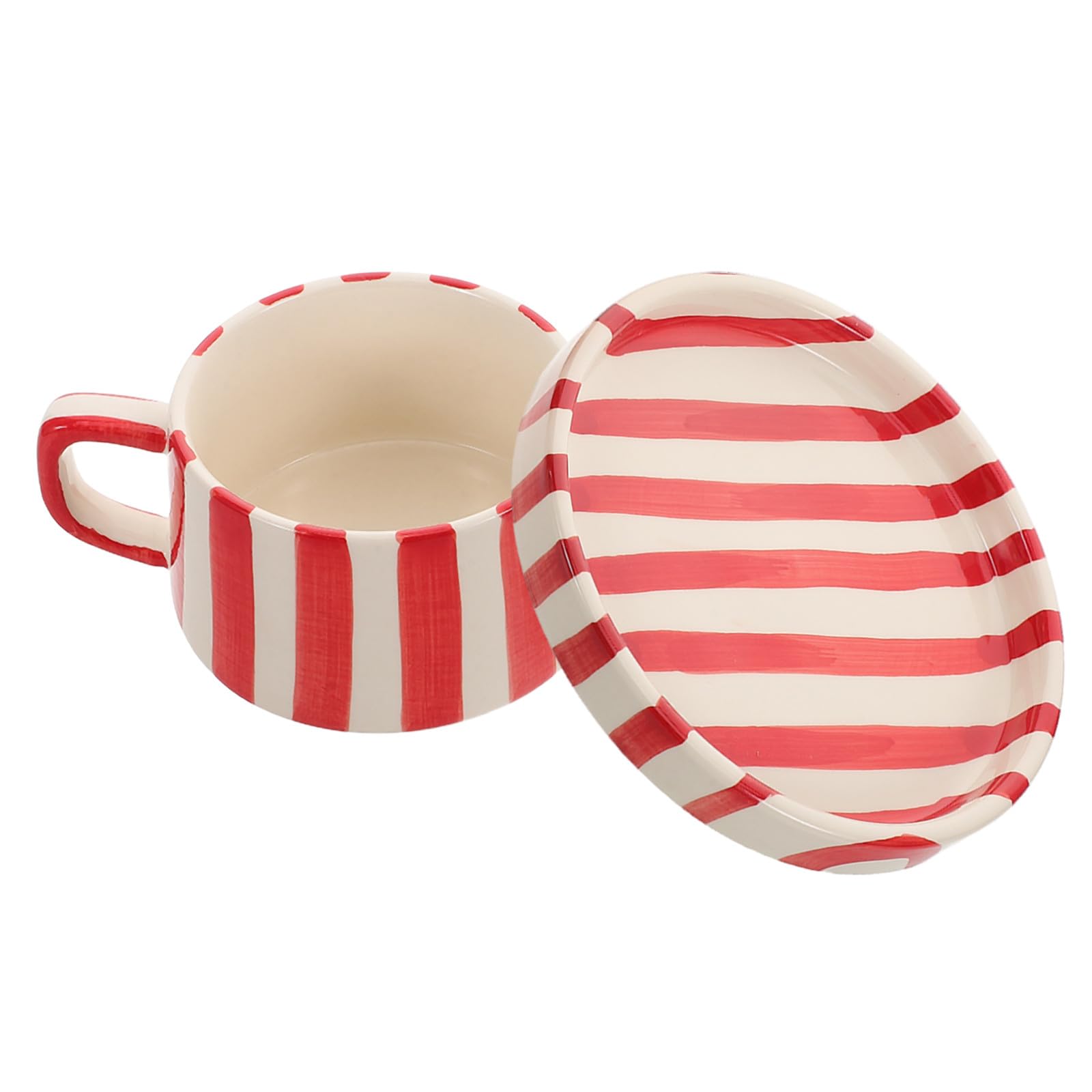 Didiseaon Tasse à Café en Porcelaine Soucoupe, Mug à Cappuccino et Thé, Design Rayures Original pour Collection et Usage Quotidien