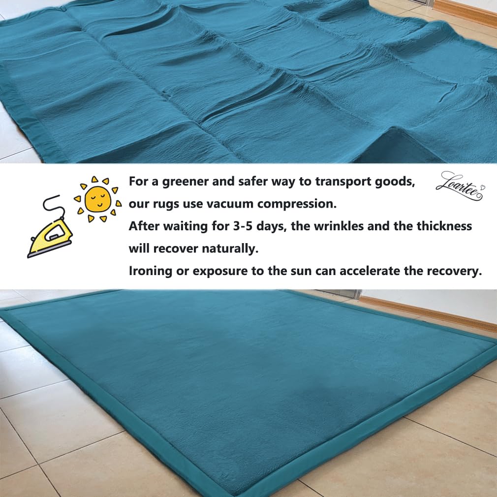 Loartee Coral Velvet Tappetino Area tappeti Gioco Tappetino per Gattonare per la cameretta del Bambino,Blu,200 * 200cm