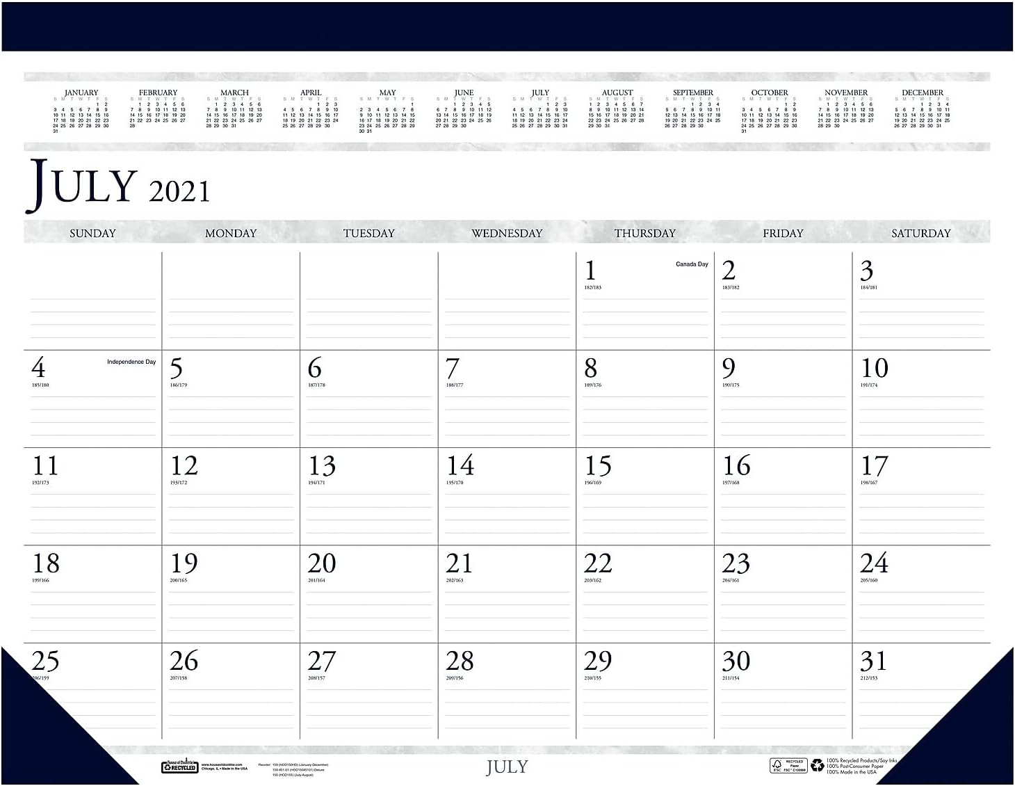 House of Doolittle 2021-2022 Monthly Desk Pad Calendar, Academic, Classic, 22 x 17 Inches, July - August (HOD155-22)