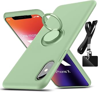 for iPhone X/Xs Case,with 360Rotatable Ring Holder Mint Green