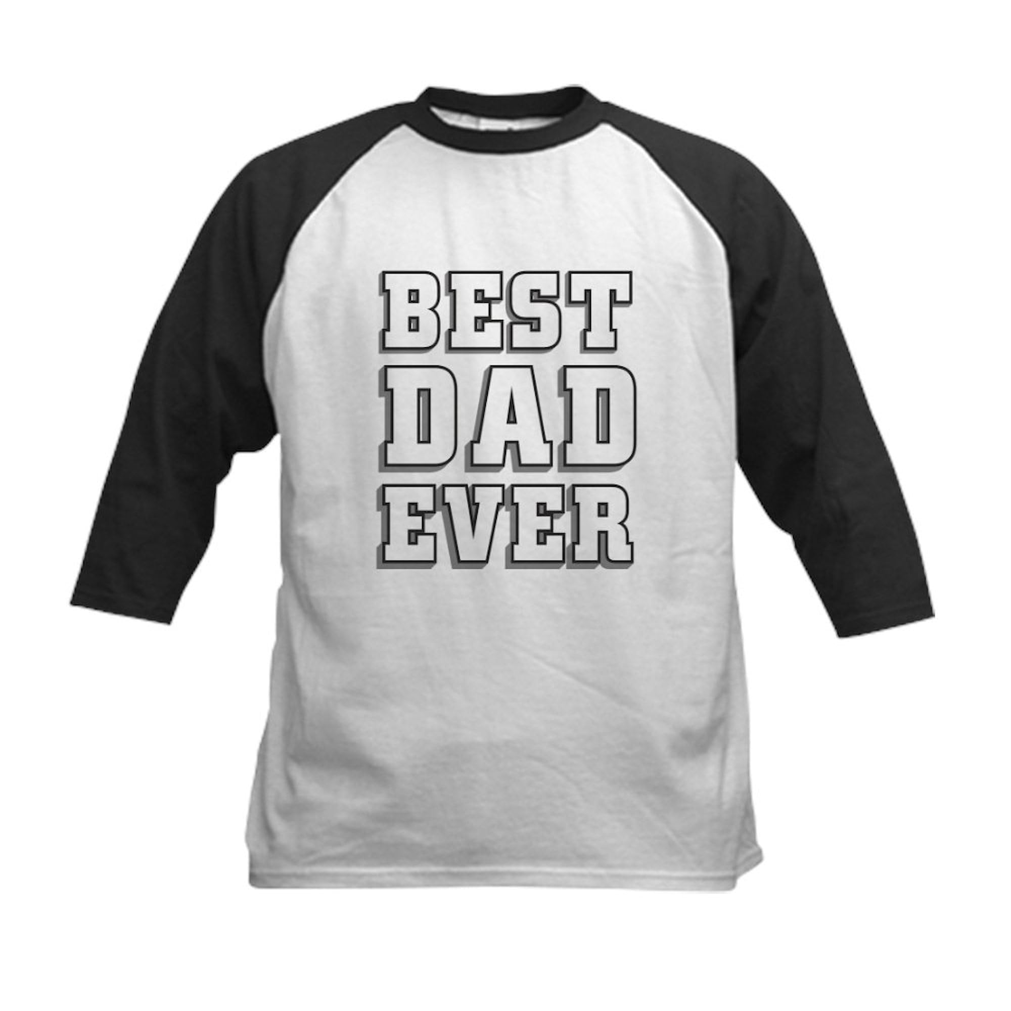 CafePress Best Dad Ever Baseball Jersey Kids Cotton Baseball Jersey, 3/4 Raglan Sleeve Shirt Black/White