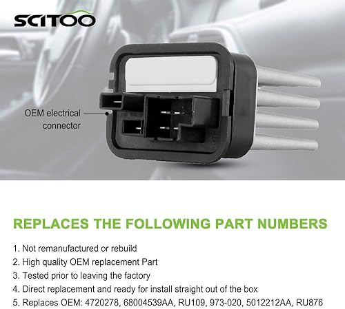 Miniatura 1174 de SCITOO Resistencia de motor de ventilador HVAC para 2008-2013 para Chrysler 300/2008-2016 para Town & Country/2008-2010 para Dodge Charger/2008-2018