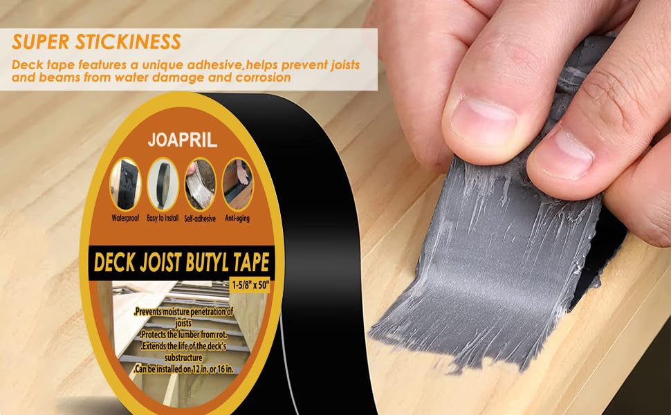 Miniatura 5 de JOAPRIL Cinta de viguetas de 2 pulgadas x 50 pies, paquete de 4 cintas de butilo para cubiertas, cinta de viguetas de cubierta para la parte